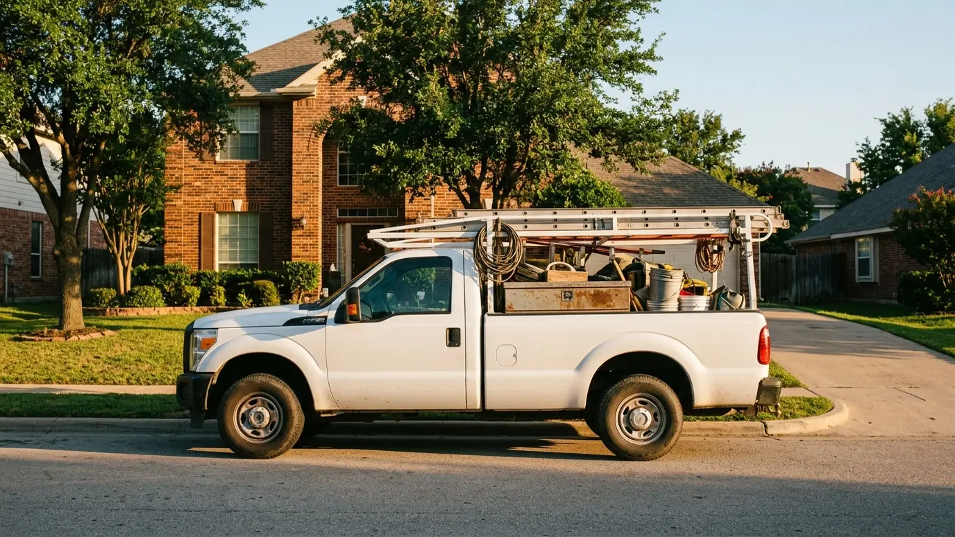 About Music City Foundation A white work truck loaded with equipment parked in front of a brick home in warm morning light