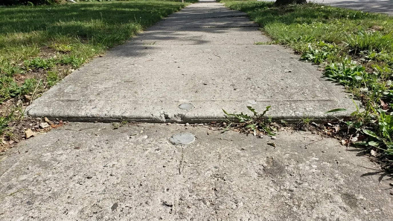 After: Raised sidewalk edge leveled | Music City Foundation After: a sidewalk with level slabs with a smooth joint